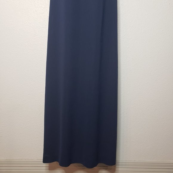 Jenny Yoo Sz 14 Sleeveless V-Neck Crepe Bridesmaid Dress, Midnight/Navy (1124) - Picture 3 of 7